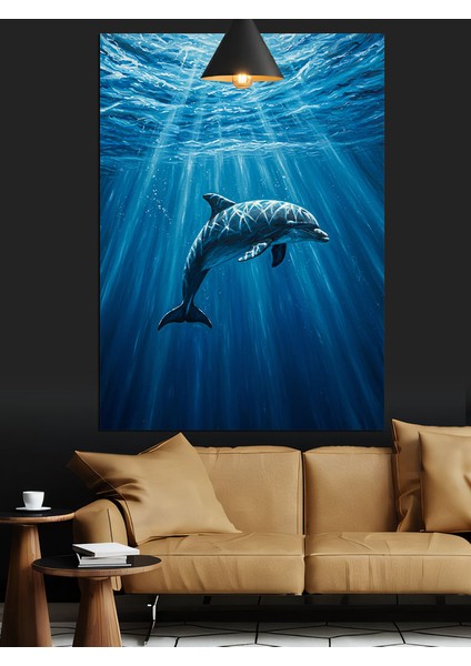 Yunus Balık Denizaltı Mavi Dekoratif Kanvas - Mdf Ahşap Tablo indirimleri