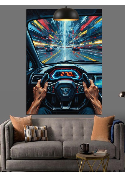 Hız Direksiyon Spor Araba Dekoratif Kanvas - Mdf Ahşap Tablo fiyatları