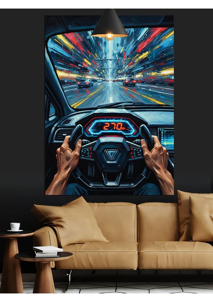 Hız Direksiyon Spor Araba Dekoratif Kanvas - Mdf Ahşap Tablo fırsatları