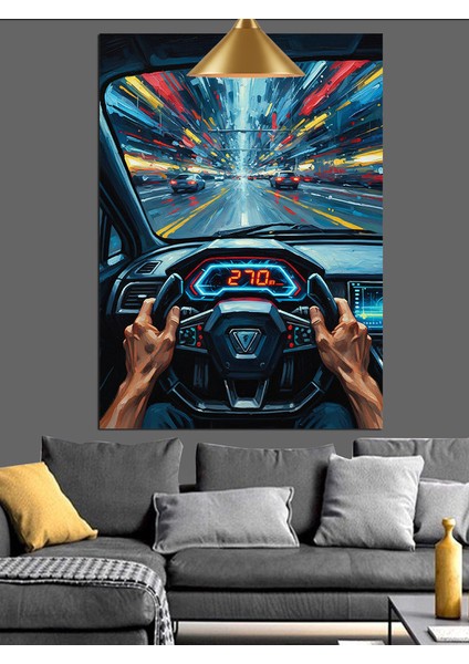 Hız Direksiyon Spor Araba Dekoratif Kanvas - Mdf Ahşap Tablo indirimleri