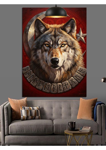 Türk Bayrağı ve Bozkurt Dekoratif Kanvas - Mdf Ahşap Tablo modelleri