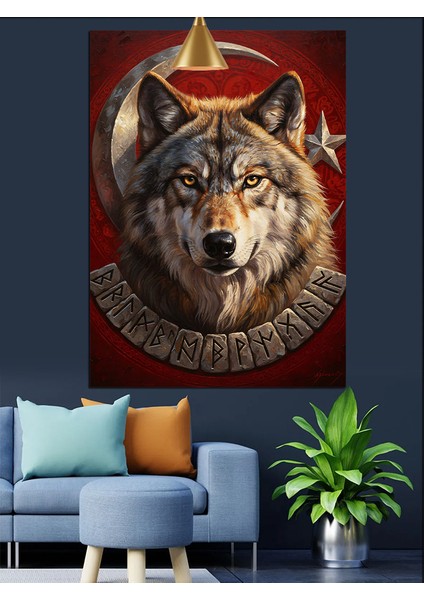 Türk Bayrağı ve Bozkurt Dekoratif Kanvas - Mdf Ahşap Tablo fırsatları