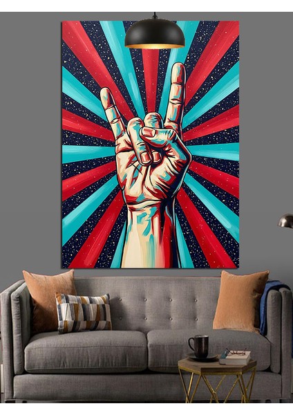 Barış Sembolü Yapan El Dekoratif Kanvas - Mdf Ahşap Tablo