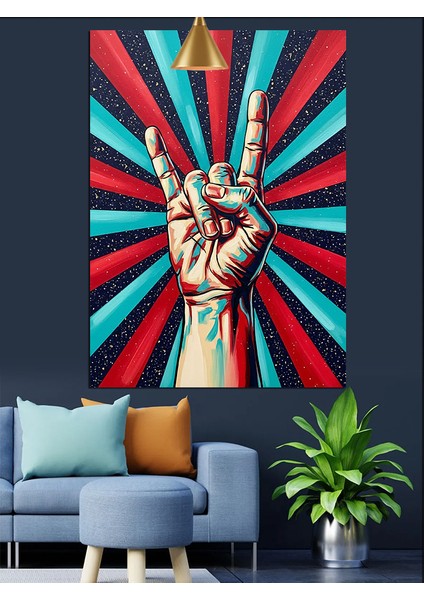 Barış Sembolü Yapan El Dekoratif Kanvas - Mdf Ahşap Tablo fiyatları