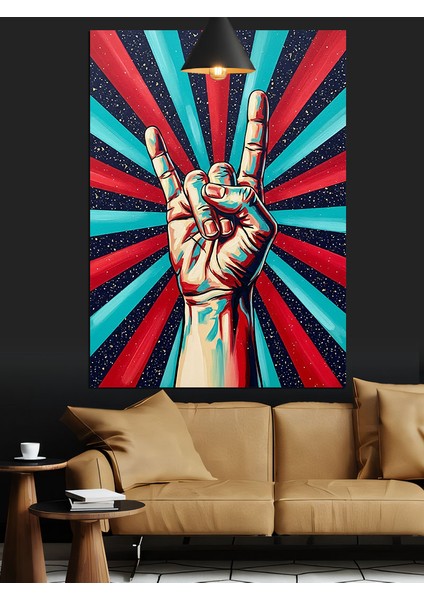 Barış Sembolü Yapan El Dekoratif Kanvas - Mdf Ahşap Tablo modelleri