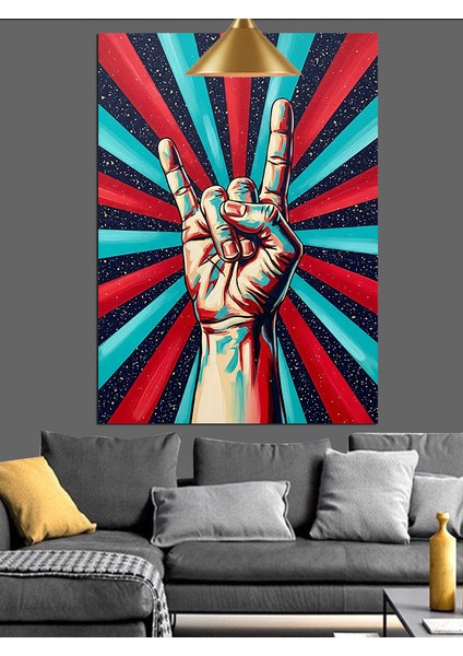 Barış Sembolü Yapan El Dekoratif Kanvas - Mdf Ahşap Tablo fırsatları