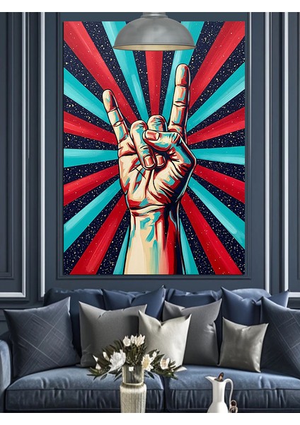 Barış Sembolü Yapan El Dekoratif Kanvas - Mdf Ahşap Tablo indirimleri