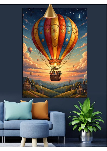 Sıcak Hava Balonunda Seyahat Dekoratif Kanvas - Mdf Ahşap Tablo modelleri