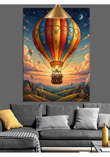 Sıcak Hava Balonunda Seyahat Dekoratif Kanvas - Mdf Ahşap Tablo indirimleri