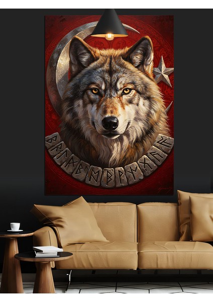 Türk Bayrağı ve Bozkurt Dekoratif Kanvas - Mdf Ahşap Tablo indirimleri