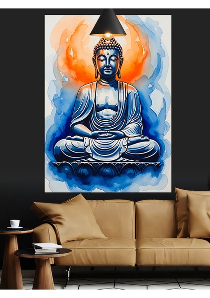 Oturan Buda Dini Figür Dekoratif Kanvas - Mdf Ahşap Tablo