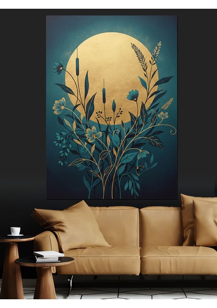 Akşam Karanlığı Ay ve Çiçek Dekoratif Kanvas - Mdf Ahşap Tablo modelleri