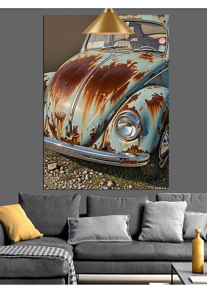 Eski Paslı Araba Hurda Dekoratif Kanvas - Mdf Ahşap Tablo fiyatları