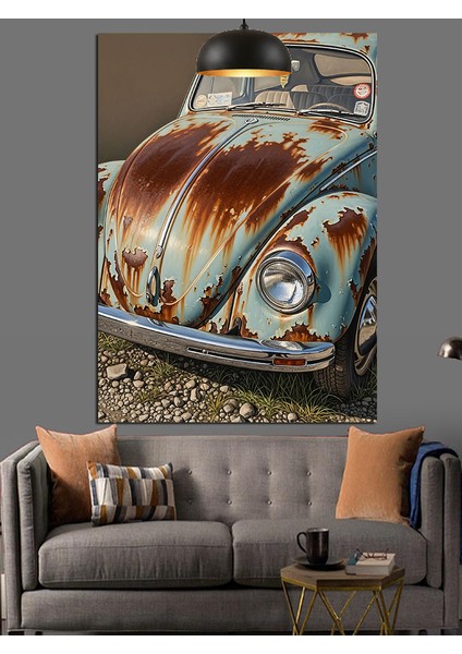 Eski Paslı Araba Hurda Dekoratif Kanvas - Mdf Ahşap Tablo fırsatları