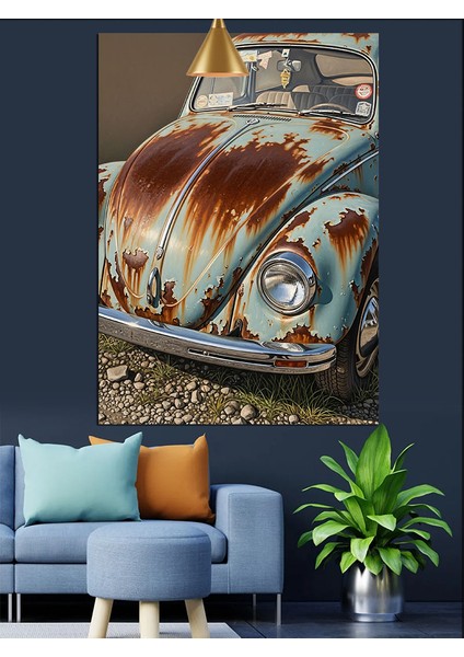 Eski Paslı Araba Hurda Dekoratif Kanvas - Mdf Ahşap Tablo indirimleri