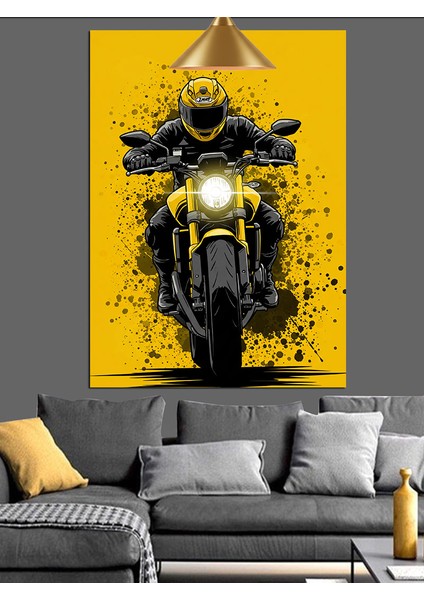 Sarı Motosiklet Hız Tutku Dekoratif Kanvas - Mdf Ahşap Tablo modelleri