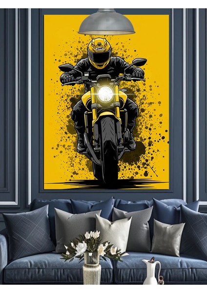 Sarı Motosiklet Hız Tutku Dekoratif Kanvas - Mdf Ahşap Tablo fırsatları