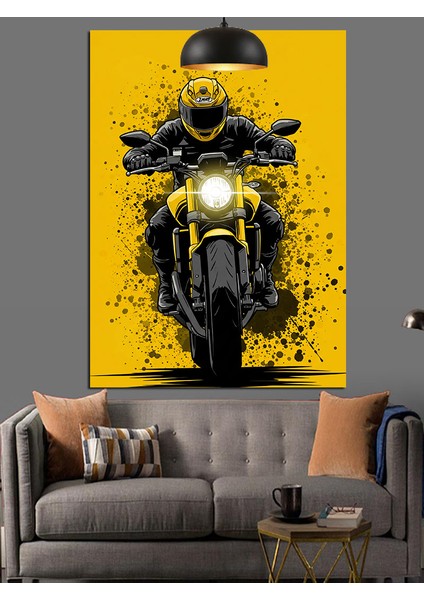 Sarı Motosiklet Hız Tutku Dekoratif Kanvas - Mdf Ahşap Tablo indirimleri