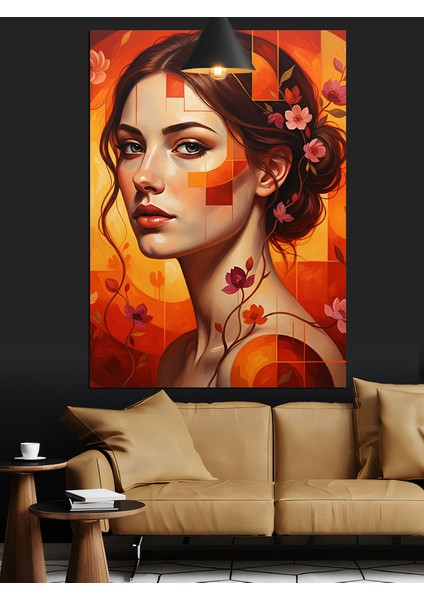 Kadın Portre Çiçek Saç Dekoratif Kanvas - Mdf Ahşap Tablo modelleri