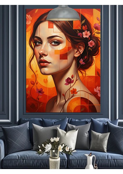 Kadın Portre Çiçek Saç Dekoratif Kanvas - Mdf Ahşap Tablo indirimleri