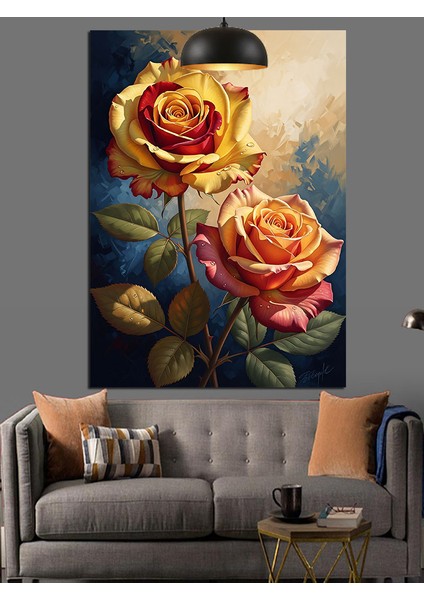 Sarı Pembe Güller Renk Sanatı Dekoratif Kanvas - Mdf Ahşap Tablo modelleri