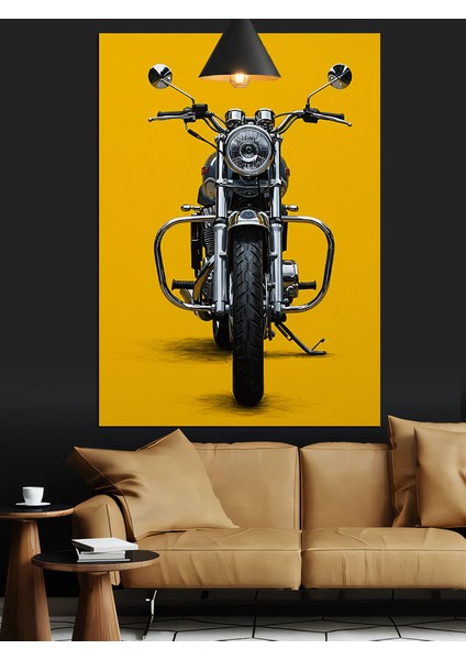 Sarı Fon Motosiklet Eski Model Dekoratif Kanvas - Mdf Ahşap Tablo indirimleri