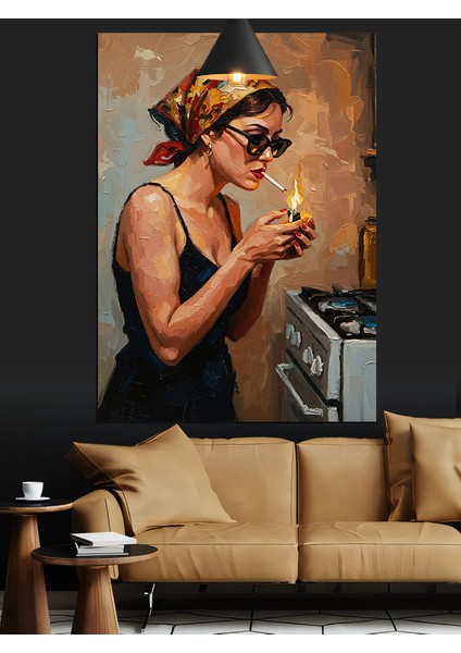 Vintage Kadın Sigara Içiyor Dekoratif Kanvas - Mdf Ahşap Tablo modelleri