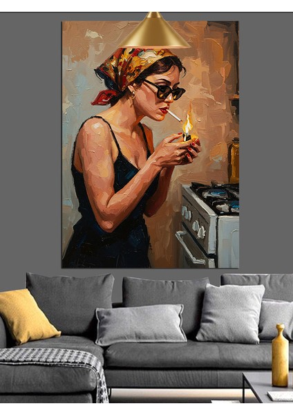 Vintage Kadın Sigara Içiyor Dekoratif Kanvas - Mdf Ahşap Tablo fırsatları