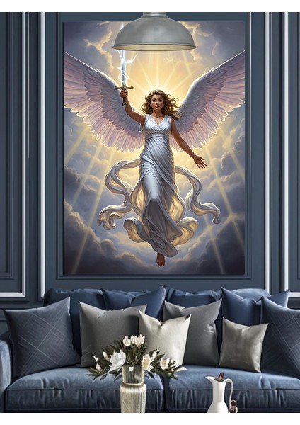 Melek Kanatlı Kılıçlı Kadın Figürü Dekoratif Kanvas - Mdf Ahşap Tablo modelleri