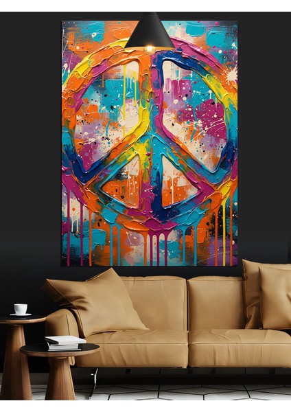 Barış Sembolü Gökkuşağı Renkli Dekoratif Kanvas - Mdf Ahşap Tablo modelleri