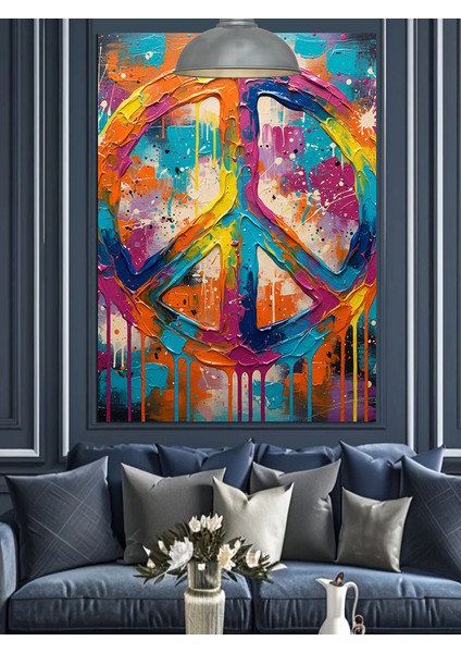 Barış Sembolü Gökkuşağı Renkli Dekoratif Kanvas - Mdf Ahşap Tablo indirimleri