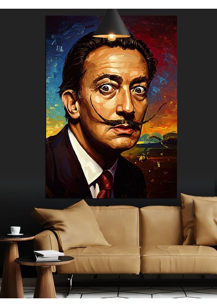 Salvador Dali ve Bıyıkları Portre Ünlü Dekoratif Kanvas - Mdf Ahşap Tablo