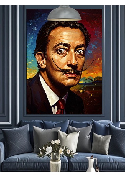 Salvador Dali ve Bıyıkları Portre Ünlü Dekoratif Kanvas - Mdf Ahşap Tablo modelleri
