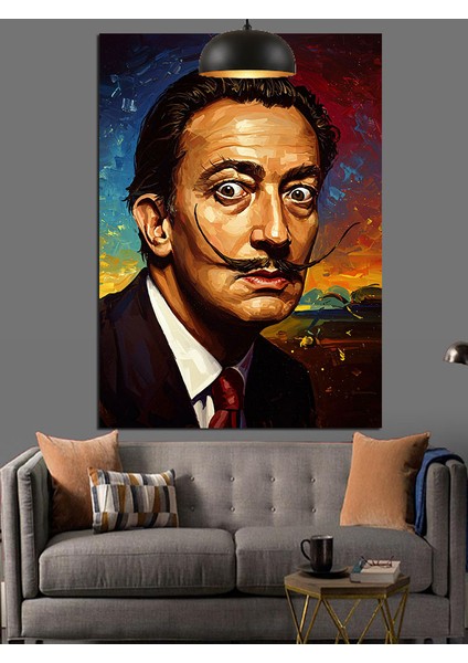 Salvador Dali ve Bıyıkları Portre Ünlü Dekoratif Kanvas - Mdf Ahşap Tablo fırsatları