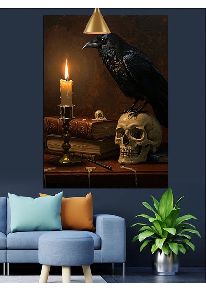 Karga Mum Kafatası Gizem Dekoratif Kanvas - Mdf Ahşap Tablo