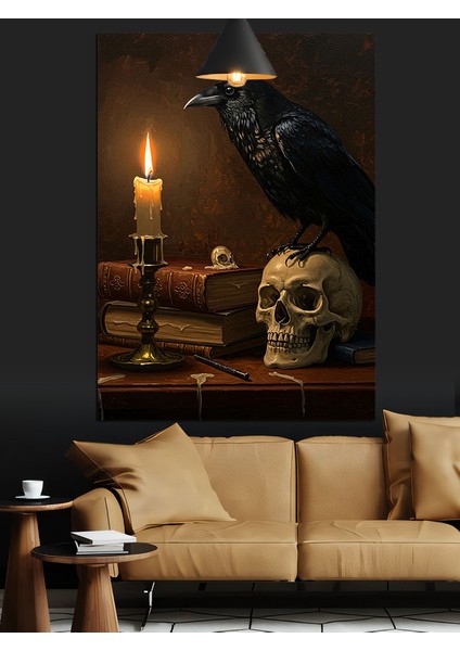 Karga Mum Kafatası Gizem Dekoratif Kanvas - Mdf Ahşap Tablo fiyatları
