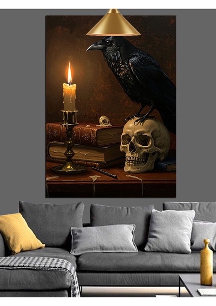 Karga Mum Kafatası Gizem Dekoratif Kanvas - Mdf Ahşap Tablo modelleri