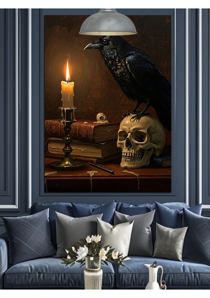 Karga Mum Kafatası Gizem Dekoratif Kanvas - Mdf Ahşap Tablo fırsatları