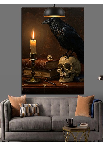 Karga Mum Kafatası Gizem Dekoratif Kanvas - Mdf Ahşap Tablo indirimleri