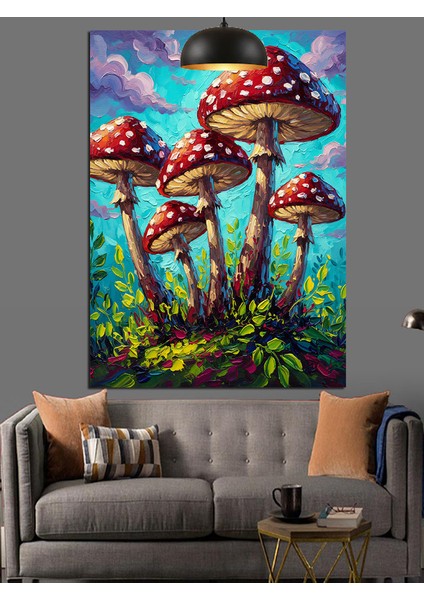 Büyülü Mantarlar Orman Sanatı Dekoratif Kanvas - Mdf Ahşap Tablo
