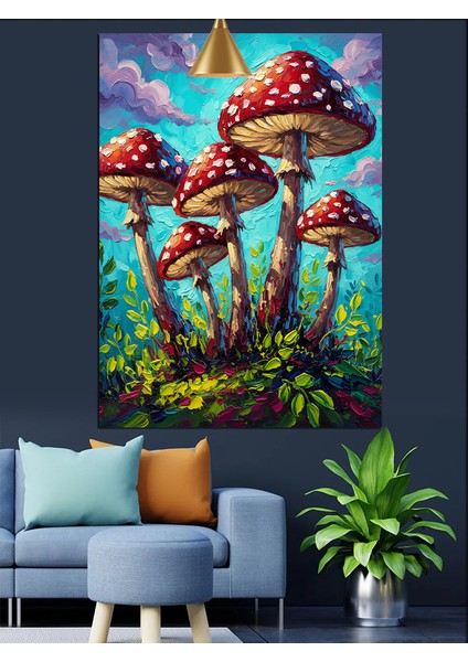 Büyülü Mantarlar Orman Sanatı Dekoratif Kanvas - Mdf Ahşap Tablo fiyatları