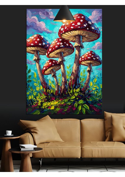 Büyülü Mantarlar Orman Sanatı Dekoratif Kanvas - Mdf Ahşap Tablo modelleri
