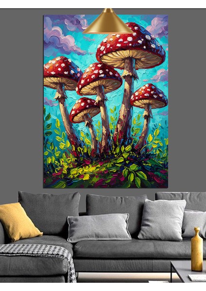 Büyülü Mantarlar Orman Sanatı Dekoratif Kanvas - Mdf Ahşap Tablo fırsatları
