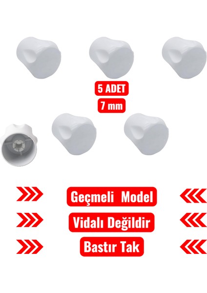 7 mm Petek Vana Başlığı (Volan) – Vidalı ve Geçme Model Seçenekli, Geniş Tip Radyatör Kolu – 5’li Set