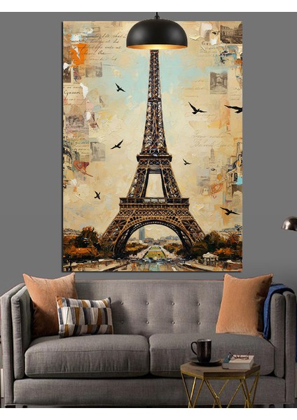 Eyfel Kulesi Şehir Manzarası Dekoratif Kanvas - Mdf Ahşap Tablo