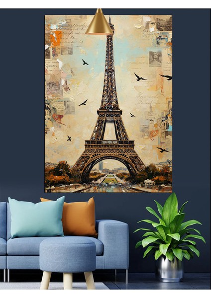 Eyfel Kulesi Şehir Manzarası Dekoratif Kanvas - Mdf Ahşap Tablo fiyatları