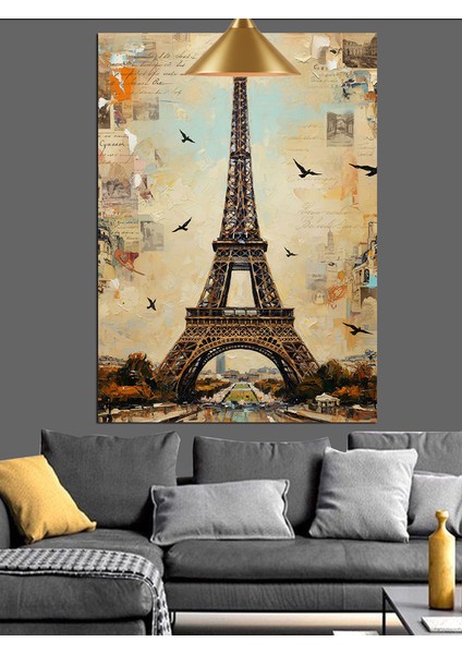 Eyfel Kulesi Şehir Manzarası Dekoratif Kanvas - Mdf Ahşap Tablo fırsatları
