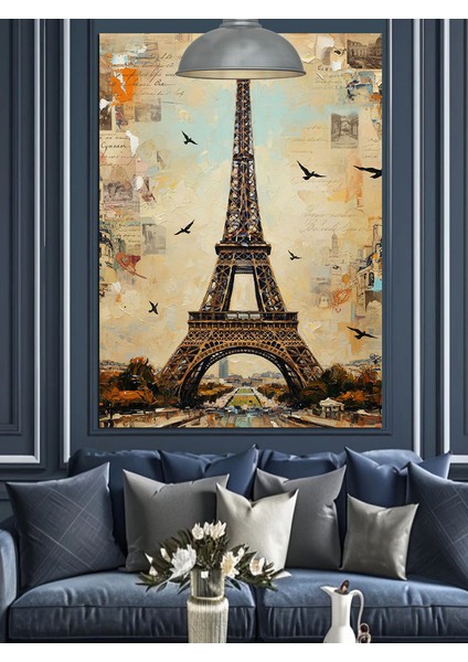 Eyfel Kulesi Şehir Manzarası Dekoratif Kanvas - Mdf Ahşap Tablo indirimleri