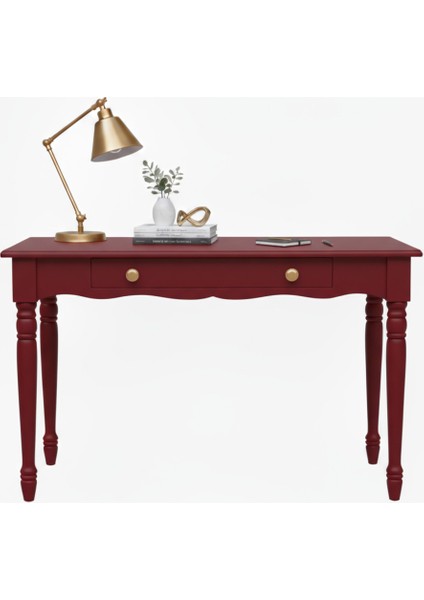 120 cm Masif Kırmızı Tornalı Çalışma Masası fiyatları