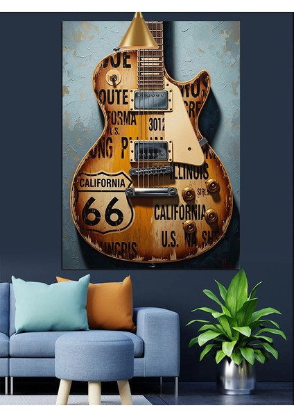 Eski Tarz Gitar Dekoratif Kanvas - Mdf Ahşap Tablo fiyatları